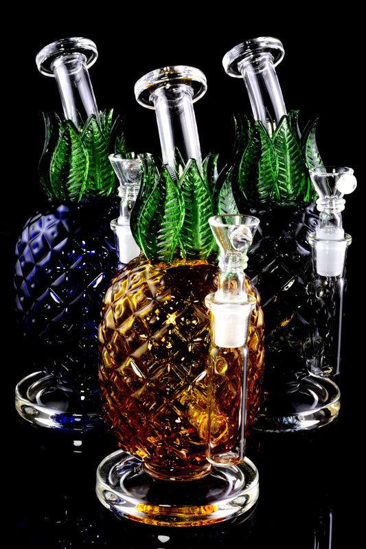 Colored Glass on Glass Pineapple Water Pipe